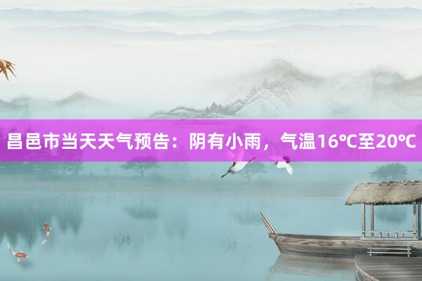 昌邑市当天天气预告：阴有小雨，气温16℃至20℃