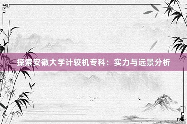 探索安徽大学计较机专科：实力与远景分析